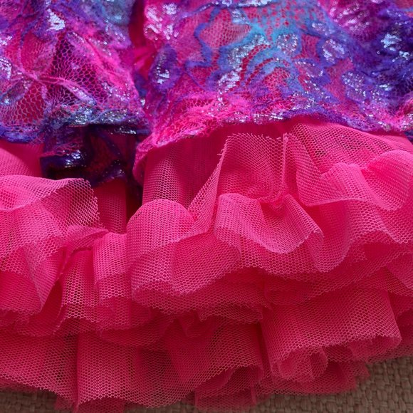 Justice Hot Pink Shimmery Tutu Skirt Skort Size 10 - Picture 3 of 8